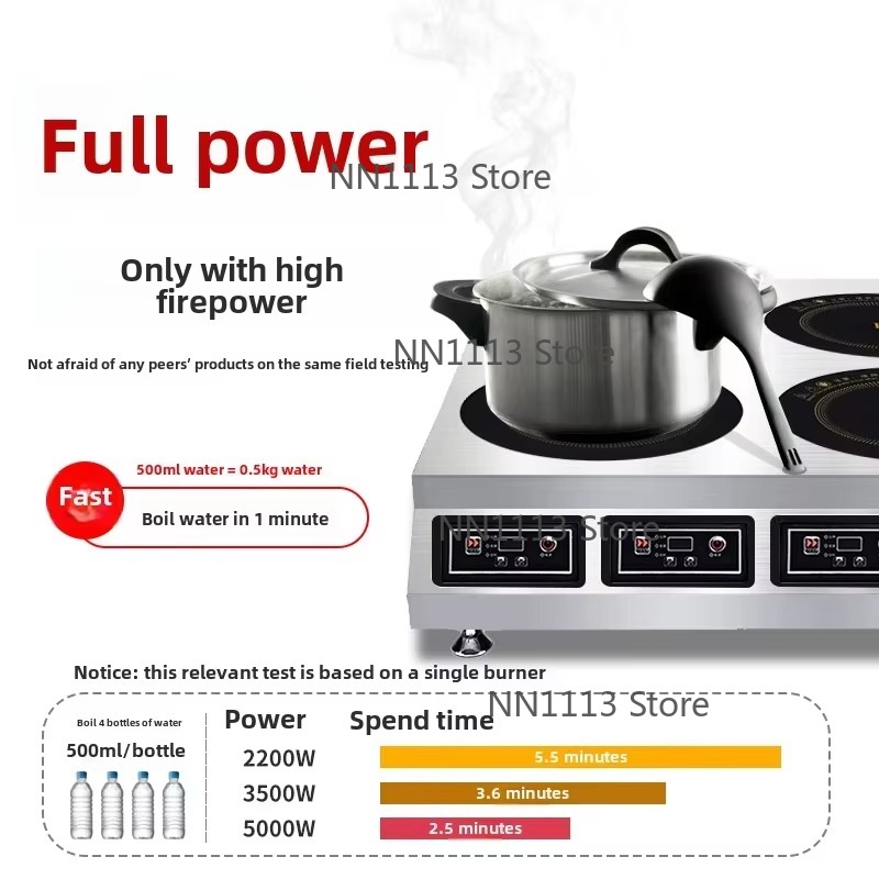 Wok Electric Flat - เตาแม่เหล็กไฟฟ้ากำลังสูงแบบสัมผัส สำหรับทำอาหารในครัว พร้อมเตาแบบแบนและแบบเว้า