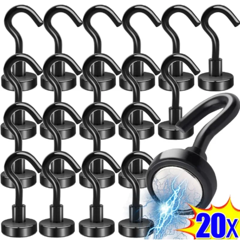 Kitchen Appliances Refrigerators - สีดําตะขอแม่เหล็กที่แข็งแกร่งสําหรับตู้เย็น Multi-Purpose Wall MAGNET Hook คีย์