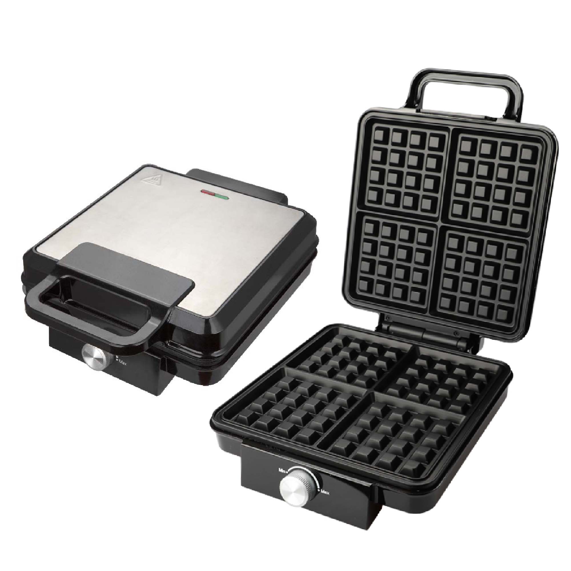 Waffle Iron Belgian - เครื่องทำวาฟเฟิลบับเบิ้ลเบลเยียมขนาดใหญ่ 4 ชิ้น ทำจากสแตนเลส เหมาะสำหรับทำอาหารเช้าส่วนตัว
