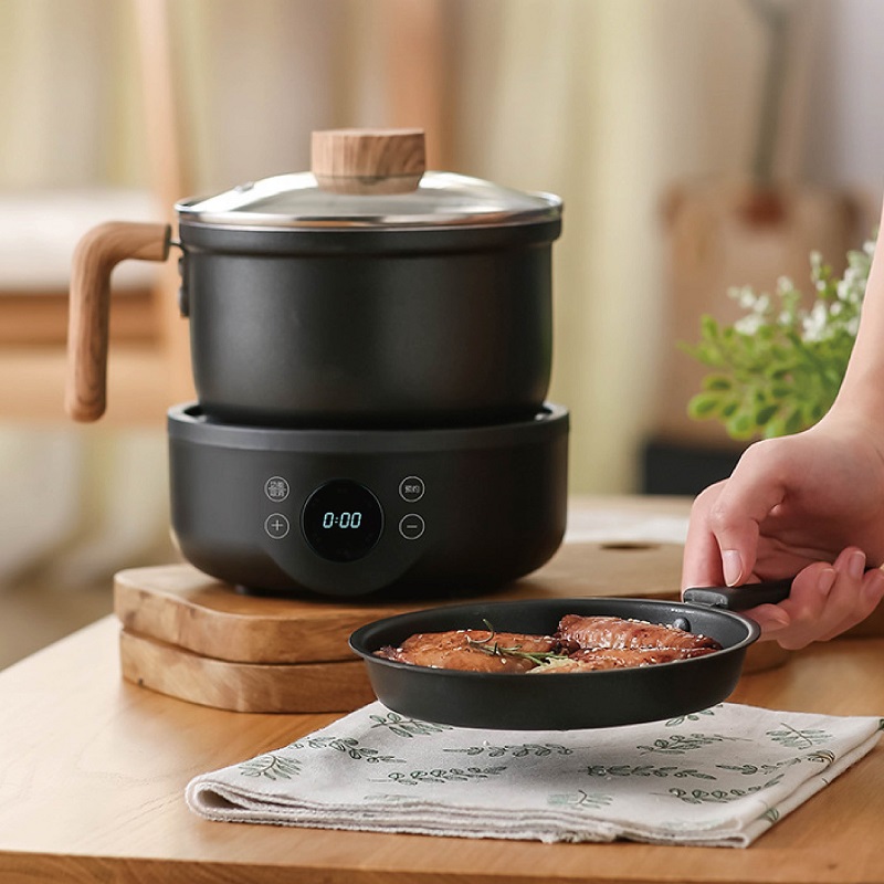 Fondue Set Electric - หม้อหุงข้าวไฟฟ้าอเนกประสงค์ 110V/220V กระทะทอดแบบไม่ติดกระทะ หม้อต้มบะหมี่สำหรับหอพัก หม้อไฟ 1.8