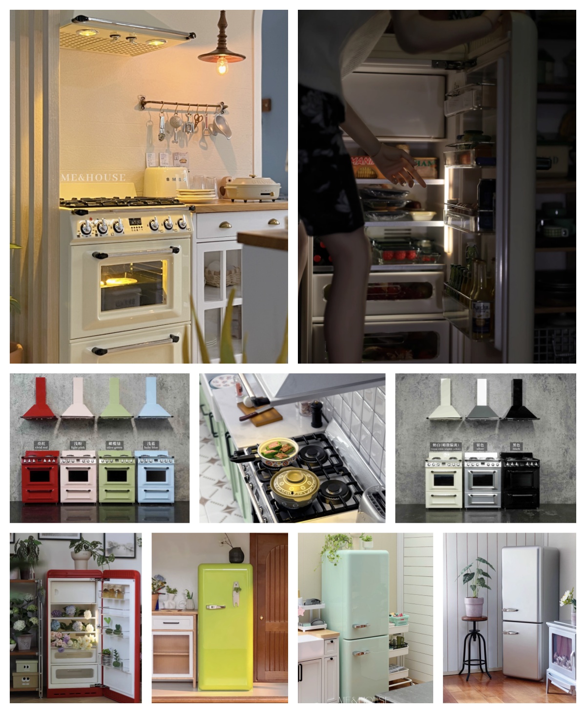Kitchen Appliances Refrigerators - 1/6 Modern Miniature เฟอร์นิเจอร์ห้องครัว Blythe/BJD ตู้เย็นขนาดเล็กประตูเครื่องดูดควันตุ๊กตาเครื่องใช้ไฟฟ้า