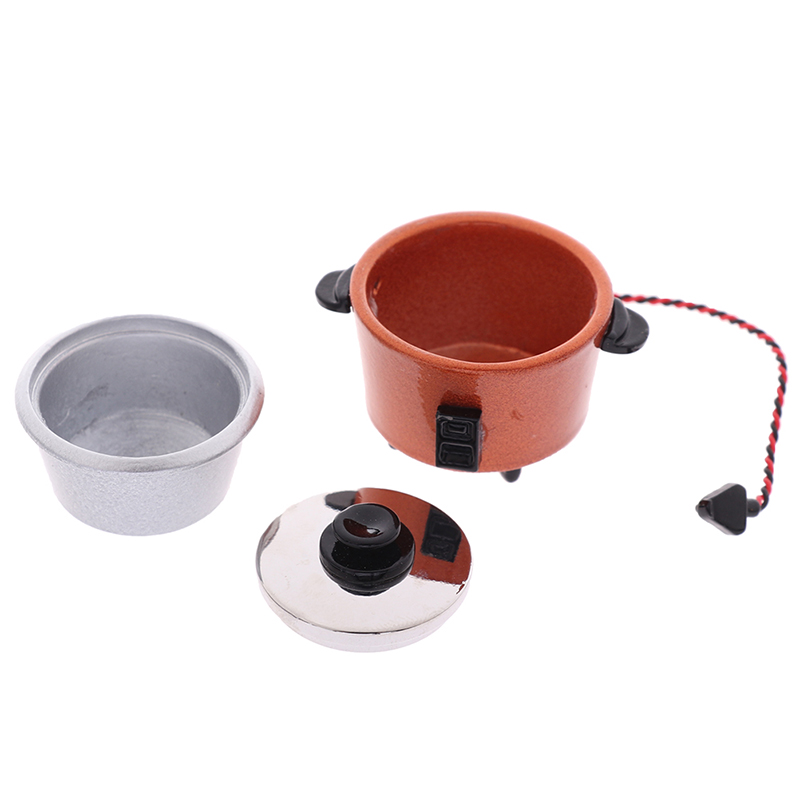 Kitchen Appliances To Gift - หม้อหุงข้าวจิ๋วจำลองขนาด 1/12 สำหรับบ้านตุ๊กตา อุปกรณ์ครัวของเล่นเสริมสร้างจินตนาการ ของขวัญ