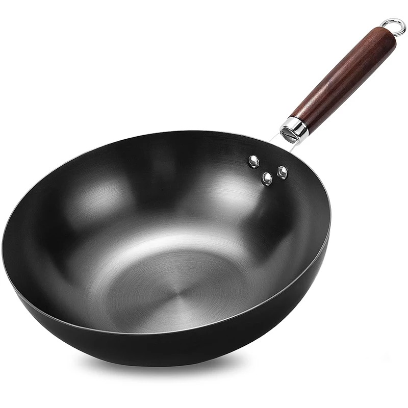 Wok Electric Flat - กระทะก้นแบน 32 ซม. กระทะเหล็กสำหรับผัดอาหาร กระทะเคลือบกันติด สำหรับเตาแม่เหล็กไฟฟ้า