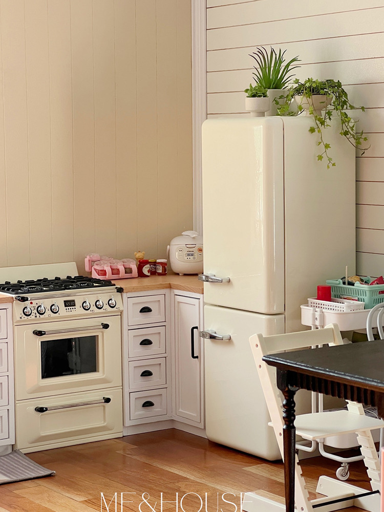 Kitchen Appliances Refrigerators - บ้านตุ๊กตา1/6ตู้เย็นโลหะ aksesori perabot พร้อมไฟ Ob11 GSC