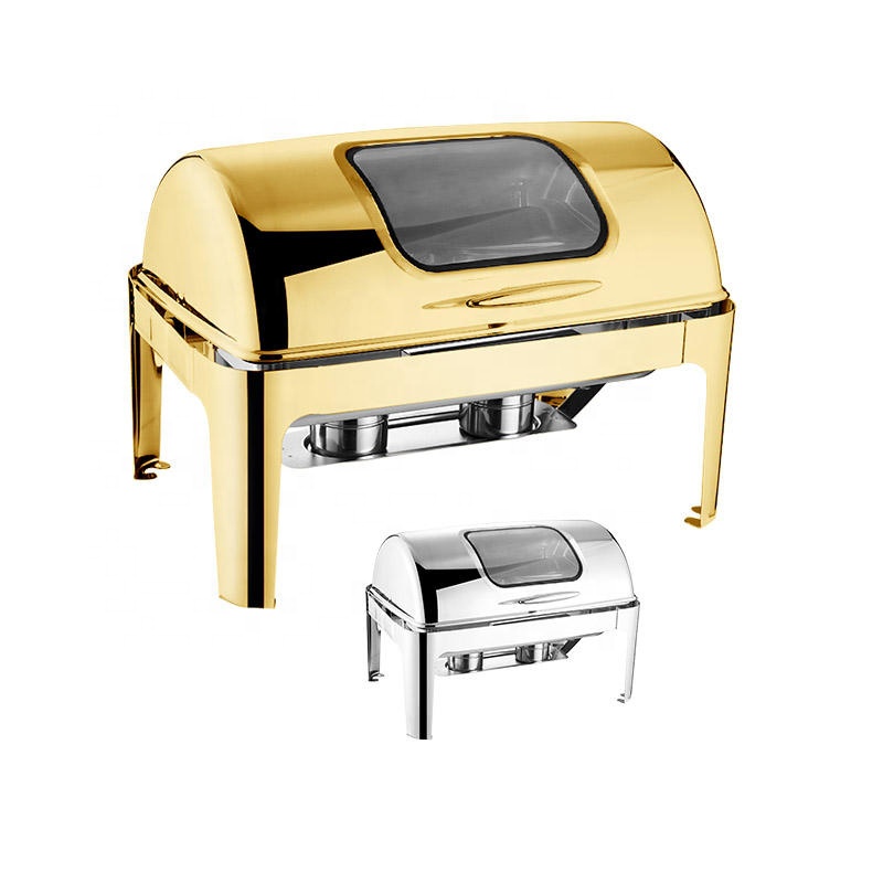 Kitchen Appliances Set - ถาดอุ่นอาหารสแตนเลสทรงสี่เหลี่ยมแบบม้วนฝาปิด ขนาด 9 ลิตร ความจุใหญ่ ดีไซน์หรูหรา