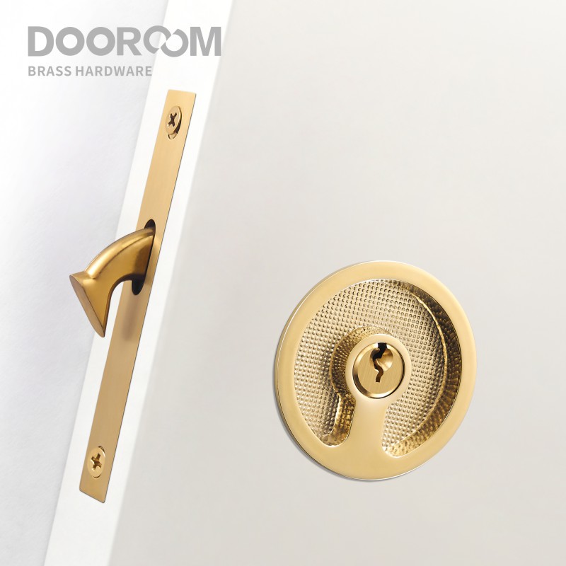Kitchen Appliances Set - Dooroom ทองเหลืองเลื่อนประตูล็อคชุดครัวห้องน้ำไม้ประตูโมเดิร์นฝัง Super บางเงา PVD Gold