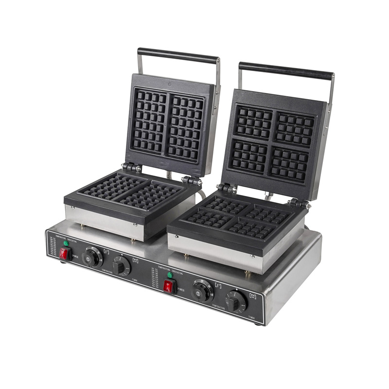 Waffle Iron Belgian - เครื่องทำวาฟเฟิลเบลเยียมแบบพาณิชย์ แผ่นทำวาฟเฟิลแบบไม่ติดกระทะ ทำได้ 2 และ 4