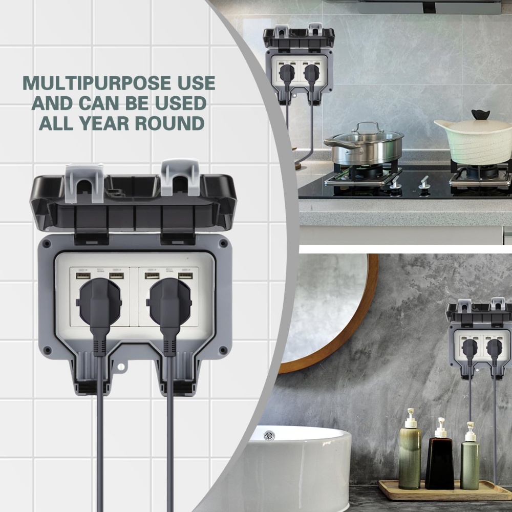 EIOMR USB กล่องซ็อกเก็ตกันน้ํา - Kitchen Appliances Uk บทวิจารณ์และราคา