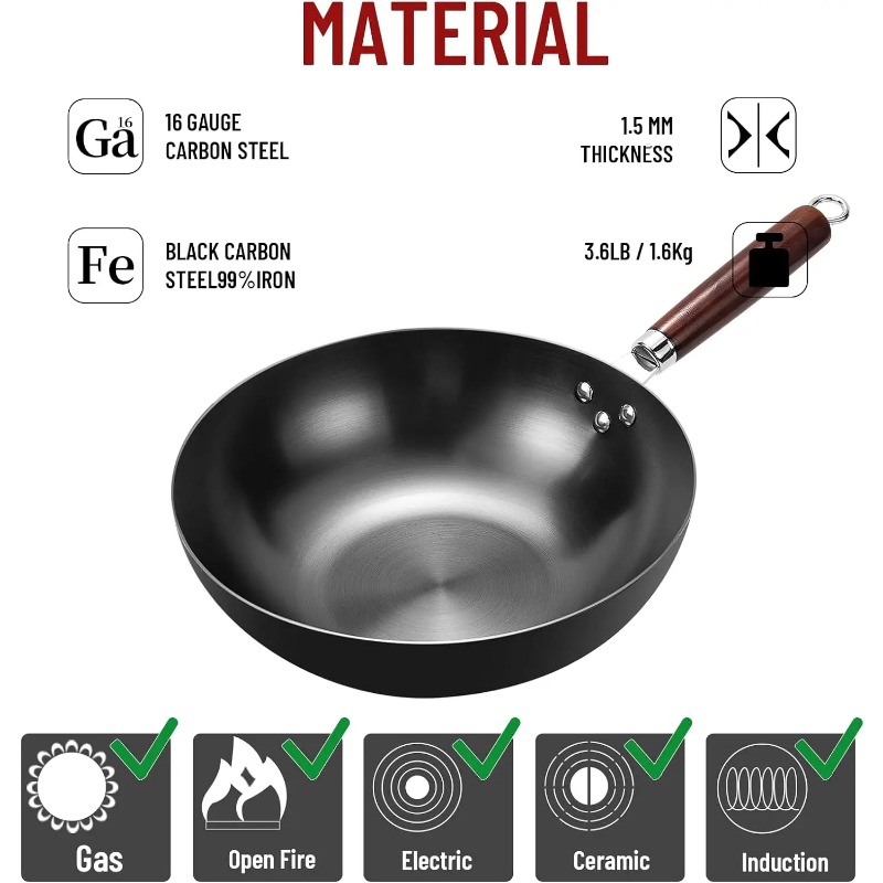 กระทะก้นแบน 32 ซม. กระทะเหล็กส - Wok Electric Flat บทวิจารณ์และราคา