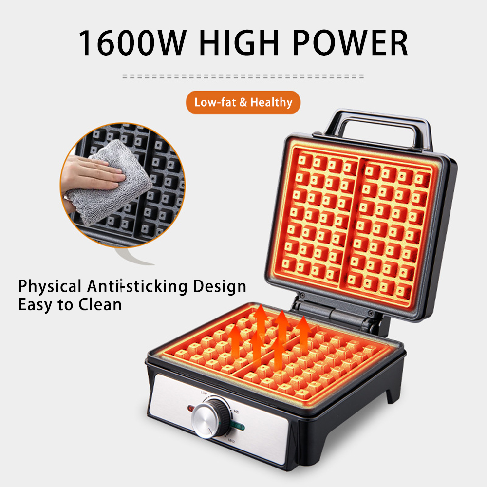 เครื่องทําวาฟเฟิล 2 ชิ้นปรับอุ - Waffle Iron Belgian บทวิจารณ์และราคา