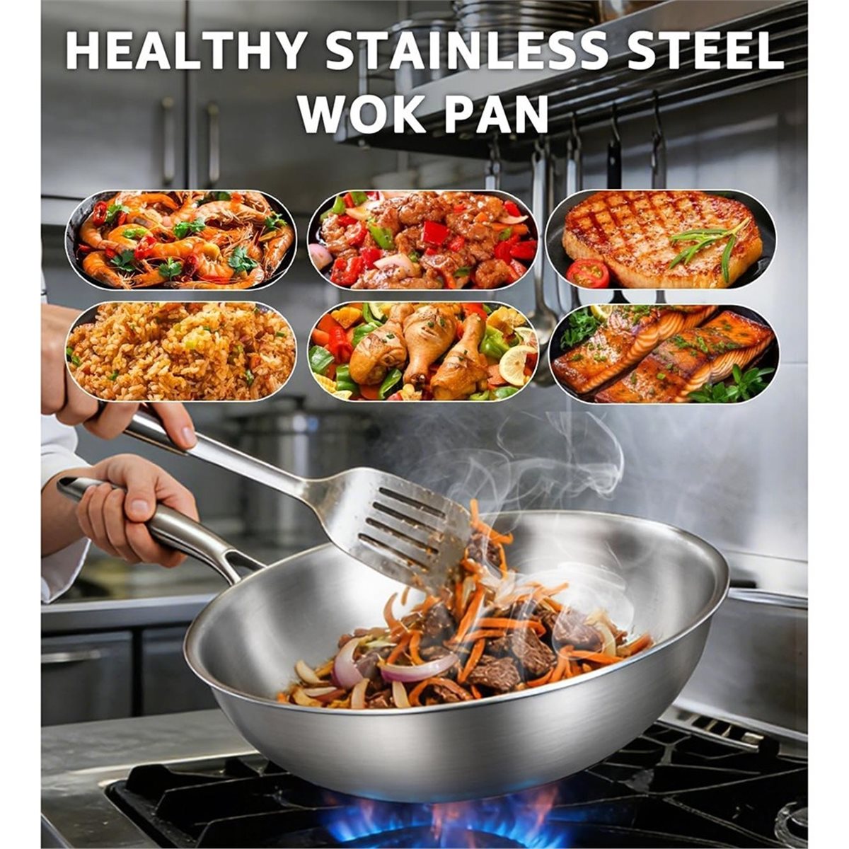 กระทะสแตนเลสแบบสามชั้นขนาด 12  - Wok Electric Flat บทวิจารณ์และราคา
